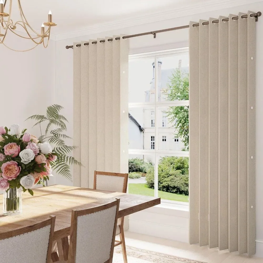 100% Blackout Faux Linen Doorway Curtain